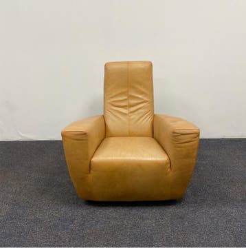 design Fauteuil Label Longa van Gerard van den Berg, beige, Ophalen of Verzenden, Gebruikt, Leer, Eén