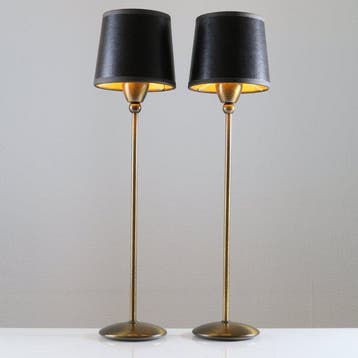 Set Chique Hoge Ranke Tafellampen - Tafellamp (2) - Brons,