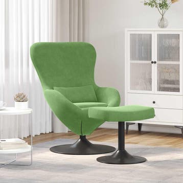 vidaXL Egg Chair met Voetsteun Lichtgroen Fluweel, Verzenden, Nieuw