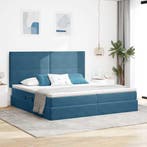 vidaXL Opbergbed met LED met matras Donkerblauw 200 x 200 cm, Verzenden, Nieuw, Blauw, Stof
