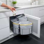 Inbouw prullenbak Kollby 3 bakken 2x12l 1x6l grijs [en.casa], Huis en Inrichting, Woonaccessoires | Prullenbakken, Verzenden, Nieuw