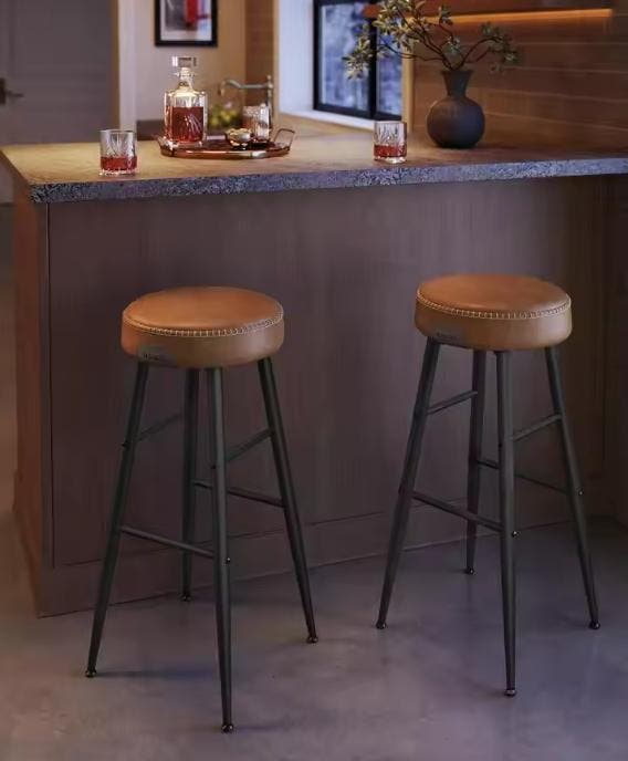 Set van 2 barkrukken kunstleer caramel – 120 kg draagkracht, Huis en Inrichting, Barkrukken, Nieuw, Verzenden