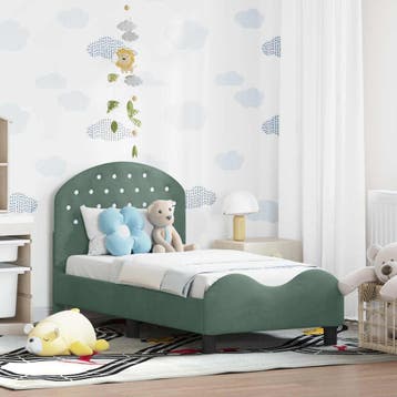 vidaXL Peuterbedframe met hoofdbord Zeegroen 70 x 140 cm, Huis en Inrichting, Verzenden, Nieuw, Groen, Stof
