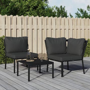 vidaXL Tuinstoel met grijze kussens 76x76x79 cm staal, Tuin en Terras, Verzenden, Nieuw, Rvs