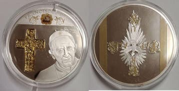Vatican Vatikan zilver- en Emaille-medaille Papst Franziskus, Verzenden