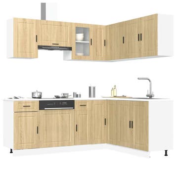 vidaXL 11-delige Keukenkastenset Porto bewerkt hout sonoma, Huis en Inrichting, Verzenden, Nieuw, Bruin