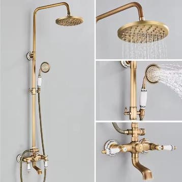 Retro Messing Douchesysteem met Regendouche en Handdouche, Doe-het-zelf en Verbouw, Sanitair, Verzenden, Nieuw