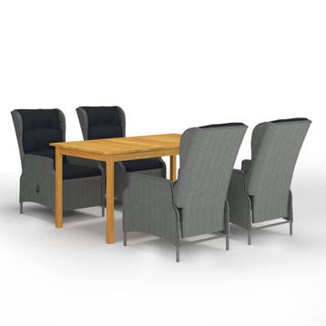 vidaXL 5-delige Tuinset lichtgrijs, Tuin en Terras, Tuinsets en Loungesets, 4 zitplaatsen, Nieuw, Tuinset, Verzenden