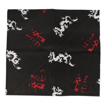 Haarband Bandana Zakdoek 55cm – Oosters Draak Tekens – Rood, Nieuw