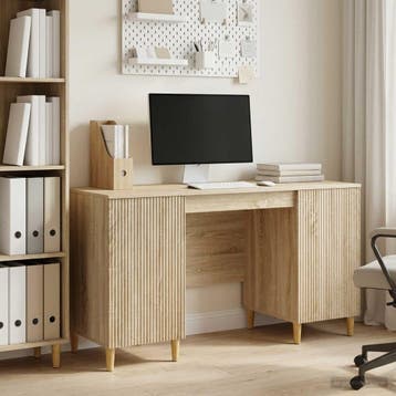 vidaXL Bureau met plank Sonoma Eiken 142,5 x 50 x 75 cm, Huis en Inrichting, Bureaus, Verzenden, Nieuw