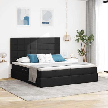 vidaXL Opslag bed met hoofdeinde met opslag Zwart 180 x 200, Verzenden, Nieuw, Zwart