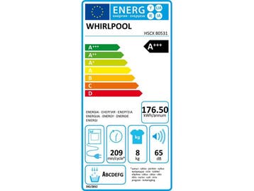 Whirlpool HSCX 80531 - Warmtepompdroger - 8 kg - Wit, Witgoed en Apparatuur, Wasdrogers, Verzenden, Zo goed als nieuw