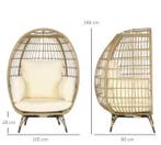 Nieuwe Ovale Rotan Tuinstoel met Kussens – 105x97x150 cm, Verzenden, Nieuw, Rotan
