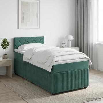 vidaXL Boxspringbed met matras Donkergroen 80 x 200 cm, Eenpersoons, Verzenden, Nieuw, Stof