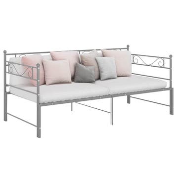 vidaXL Slaapbank uittrekbaar metaal grijs 90x200 cm, 90 cm, Eenpersoons, Verzenden, Nieuw