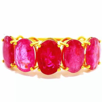 Ring - 14 karaat Geel goud - 4.34ct. tw. Robijn - Ring met, Nieuw