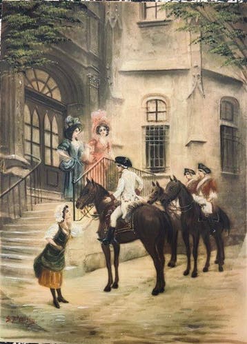 Franse school (XX) - Scena in costume, Antiek en Kunst