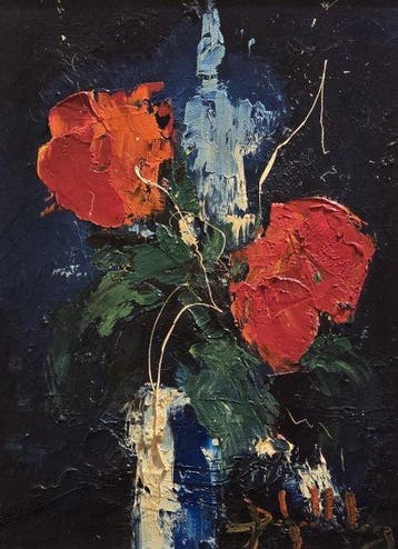 J.Schuddeboom (1908-1994) - Deux fleurs rouges, Antiek en Kunst, Kunst | Schilderijen | Klassiek