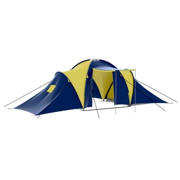 vidaXL Tent 9-persoons polyester blauw en geel, Caravans en Kamperen, Verzenden, Nieuw, Meer dan 6