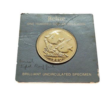 Belize. 100 Dollars 1980 Moorish idol, Postzegels en Munten