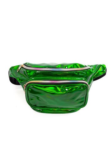 KIMU® Groene Holografische Heuptas Fanny Pack Drie Vakken Zw, Ophalen of Verzenden, Nieuw, Overige kleuren, Overige typen