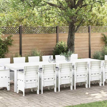 vidaXL Tuin Eetset 15 st Wit Polt riet, Verzenden, Nieuw, 5 zitplaatsen