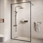 Douchewand Georgia 120 x 200 cm Zwart – Inloopdouche 8 mm, Doe-het-zelf en Verbouw, Sanitair, Verzenden, Nieuw, Douche