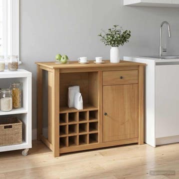 vidaXL Keuken Eiland Set PANAMA Honing Wax 112 x 77 x 90 cm, Verzenden, Nieuw, Bruin
