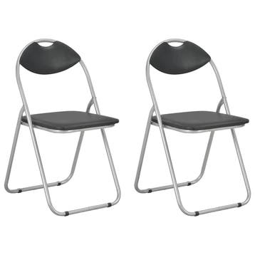 vidaXL Opklapbare stoelen, 2 stuks, zwart kunstleer, Verzenden, Nieuw, Zwart