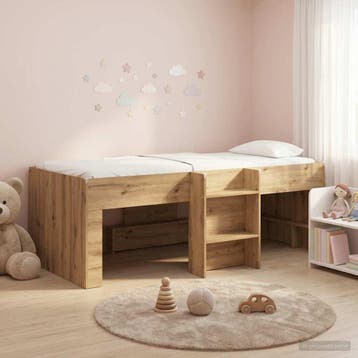 vidaXL Kinder Hoogslaper Artisanaal eiken 90 x 200 cm, Verzenden, Nieuw, Bruin, Hout