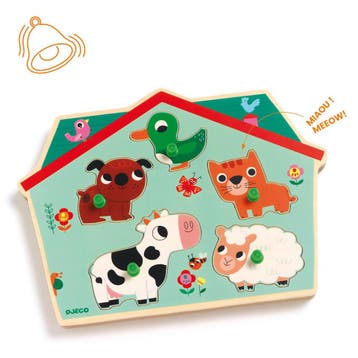 Djeco houten geluidspuzzel Ouaf woo van €30,99 voor €21,69, Ophalen of Verzenden, Nieuw