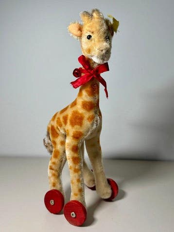 Steiff - Speelgoed Vintage Steiff Toy Giraffe on wheels