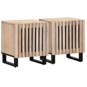 vidaXL Nachtkastjes 2 st 40x34x46 cm massief gebleekt, Minder dan 45 cm, Verzenden, Nieuw, Minder dan 55 cm