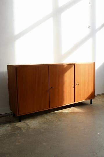 Teak sideboard jaren 60, Mid century, 100 tot 150 cm, Teakhout, 25 tot 50 cm