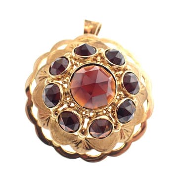 Vintage gouden hanger/broche met granaat stenen, Ophalen of Verzenden, Gebruikt, Goud, Overige merken