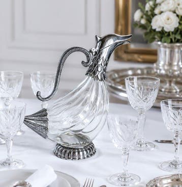 Karaf - Canard - Glas, Metaal, Verzilverd
