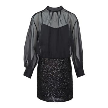 Nenette • zwarte jurk Atlantico • 36 (IT42), Kleding | Dames, Jurken, Verzenden, Zwart, Maat 36 (S), Nenette