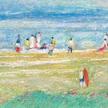 Antonia Komisarek (1925–2016). - Plage animée au bord de la