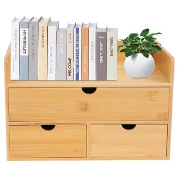 Bamboe Bureau Organizer – Ladebox met 3 Opberglades, Verzenden, Nieuw in verpakking
