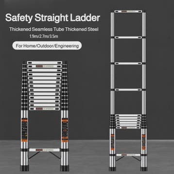 Telescopische Ladder RVS - 1.9m/2.7m/3.5m - Veilig & Multifu, Doe-het-zelf en Verbouw, Verzenden, Nieuw
