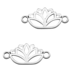 1 x DQ metalen tussenstuk lotus – antiek zilverkleur (Nik., Ophalen of Verzenden, Nieuw, Tussenstuk of Tussenkraal