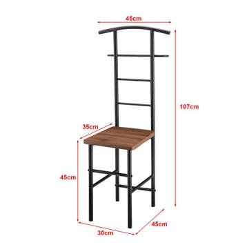 Dressboy kledingrek stoel 107x45x45 cm walnootkleurig, Verzenden, Nieuw