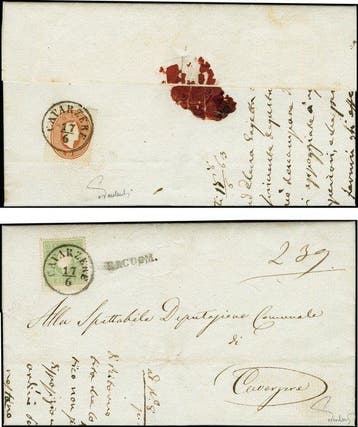 Oostenrijk 1858/1858 - 1858/1861 Ortsrekobrief CAVARZERE ANK, Gestempeld