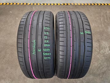 255/45/19 104W HANKOOK ZOMERBANDEN 6,6MM PROFIEL 2X, Gebruikt, 255 mm, Band(en), Personenwagen