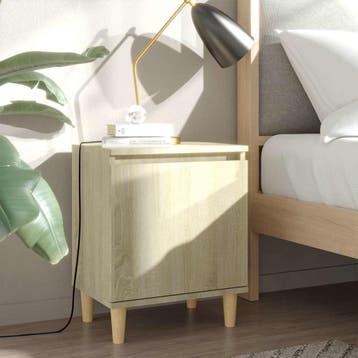 vidaXL Nachtkastjes 2 st met houten poten 40x30x50 cm sonoma, Minder dan 45 cm, Verzenden, Nieuw, Minder dan 55 cm
