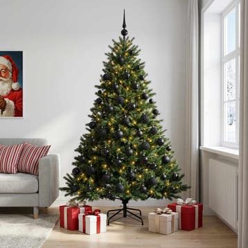 vidaXL Kunstkerstboom met kerstbal 210 cm 300 LEDs Warmwit, Diversen, Verzenden, Nieuw