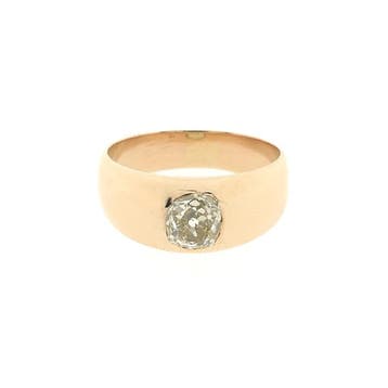 Rosé gouden solitair ring met diamant, Gebruikt, 19 tot 20, Ophalen of Verzenden, Met edelsteen