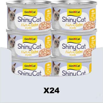 24x GimCat Kattenvoer Nat ShinyCat Filets in Jelly Tonijn..., Verzenden, Kat