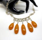 Grote Baltische amber pendanten halsketting, vintage -