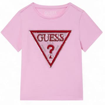 Guess meisjes en baby tshirt roze guess logo - 116 (5-6, Ophalen of Verzenden, Nieuw